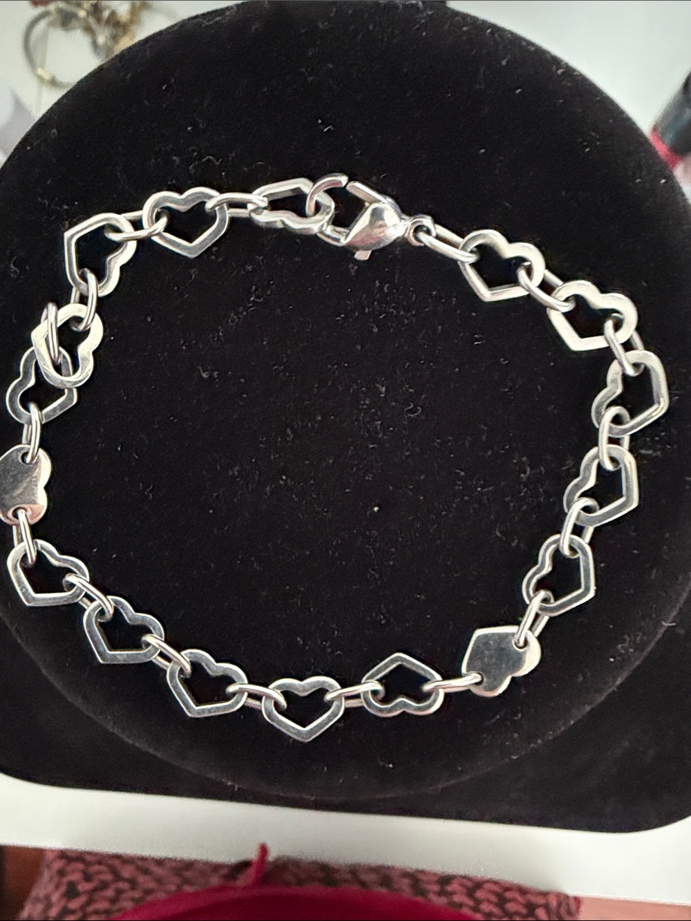 Sterling Silver Heart Link Bracelet - Silver